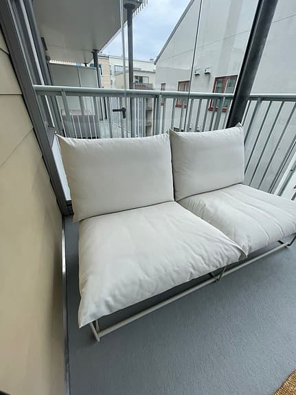 Ikea Havsten - 2+2 Vit balkongsoffa / utesoffa med metallstomme