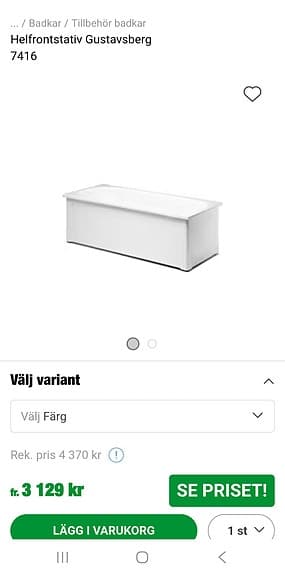 Helfrontstativ för badkar med en front och en gavel