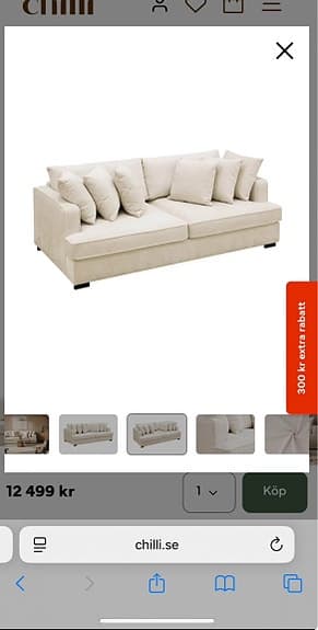Rossita 4-sits djup soffa + Rossita fotpall