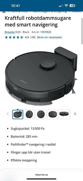 Dreame D20 robotdammsugare svart