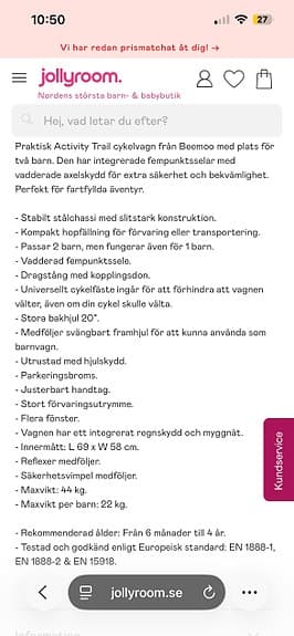 Beemoo Activity Trail Cykelvagn, Asphalt
