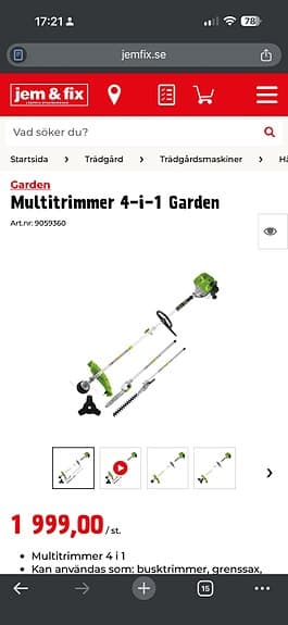 Garden Multitrimmer 4-i-1 grön