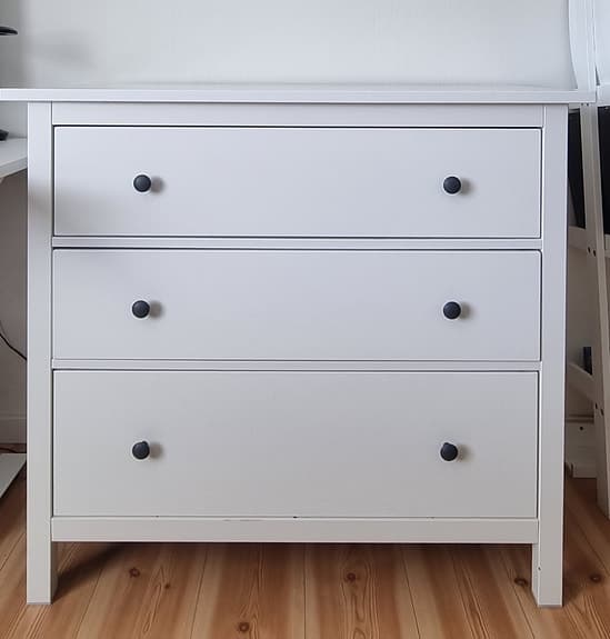 IKEA HEMNES byrå – vit, 3 lådor, mycket fint skick