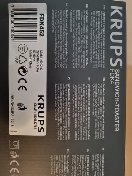 Krups FDK4 smörgåsgrill svart