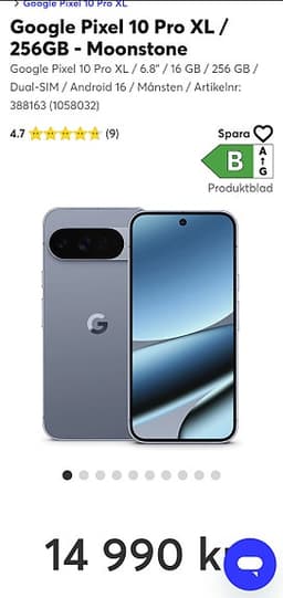 Google Pixel 10 Pro XL 256GB – Moonstone – Helt ny