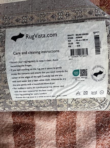 Rugvista gångmatta röd mönstrad med fransar
