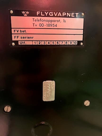 Vintage telefon från Flygvapnet / militärtelefon  retro industridesign