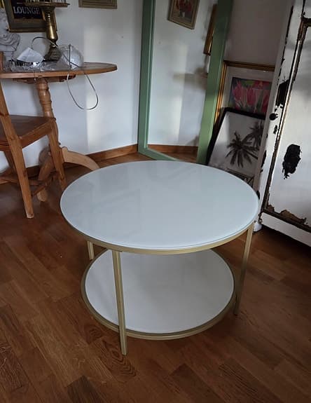 Soffbord glas/metall D 65 cm H 45 cm