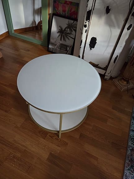 Soffbord glas/metall D 65 cm H 45 cm