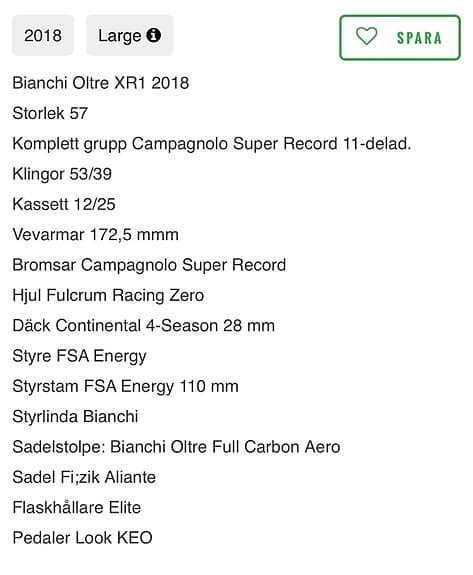 Bianchi landsvägscykel 57 cm 28"/700c unisex