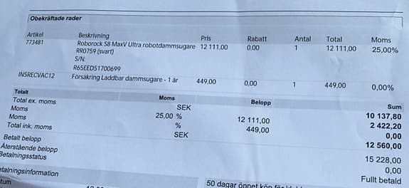 Roborock S7 MaxV Ultra robotdammsugare svart