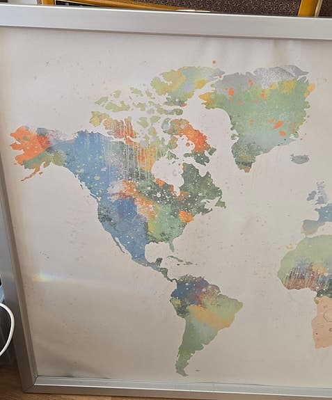Världskarta,färgglad, många detaljer, Canvas tavla Ikea, Björksta 118x78cm