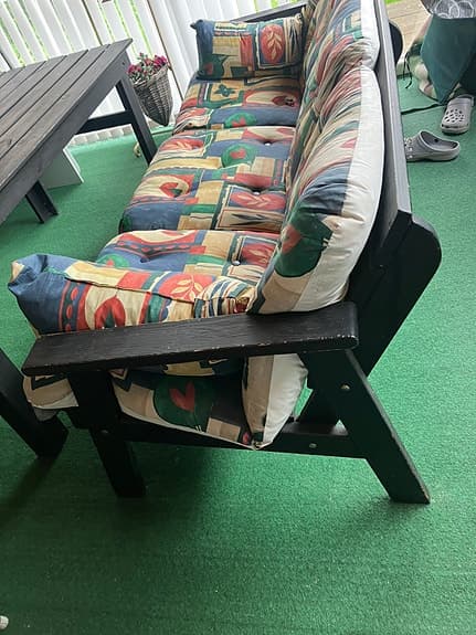 Utegrupp / verandamöbler i trä – soffa, fåtöljer & bord