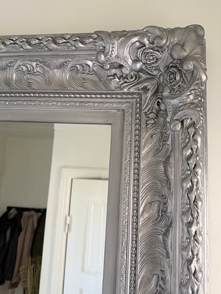 Stor antikspegel med dekorativ silverram – 195x90cm