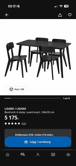 Matbord + 4st stolar