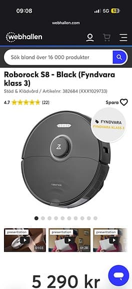 Roborock robotdammsugare svart
