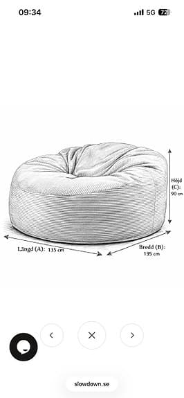 Slowdown sittpuff/fåtölj 135cm