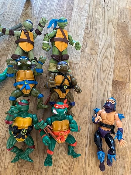 7st TMNT Turtles-figurer med Copter Helicopter + Dingy Dino
