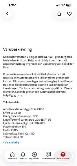 Viking GE 150 kompostkvarn