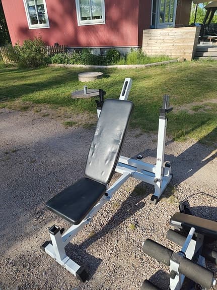 Träningsbänk med dip/skivstångsställning