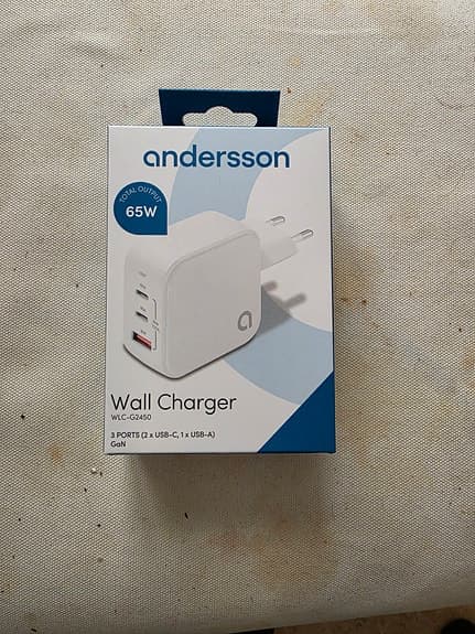 Andersson 65W väggladdare med USB-C och USB-A