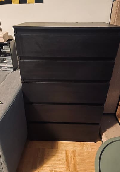 IKEA kullen svartbrun byrå (5 lådor)