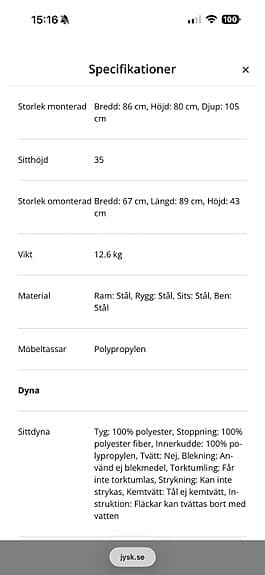 Gungstol med grå dyna