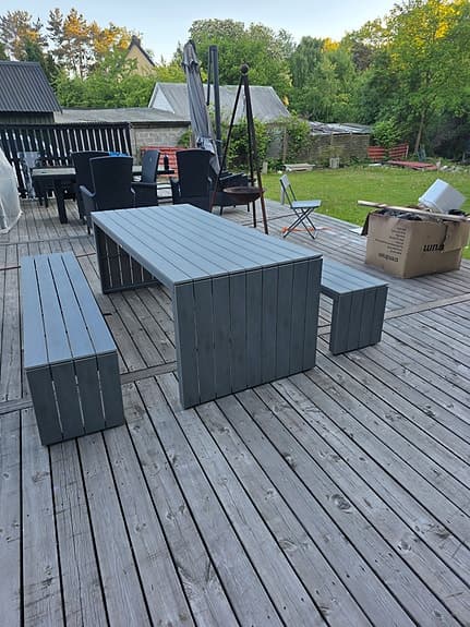 Venture Home matgrupp utomhus bord och bänkar grå
