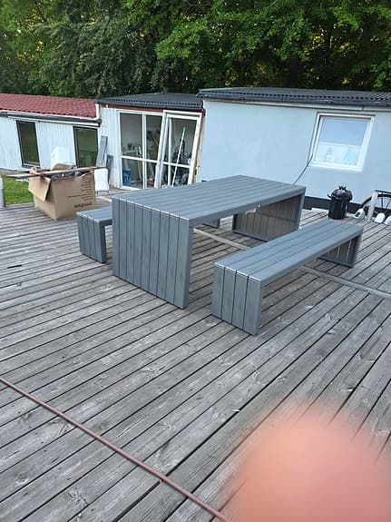Venture Home matgrupp utomhus bord och bänkar grå
