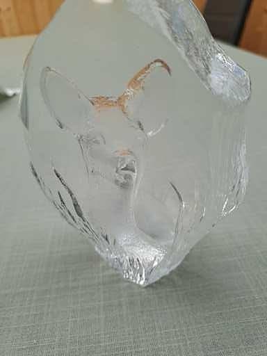 Mats Jonasson Målerås Glasfigur Rådjur, etikettmärkt och signerad
