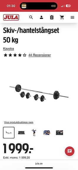 Kayoba skivstång med vikter set