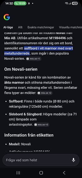 populärt Äkta marmorbord, svart underrede,