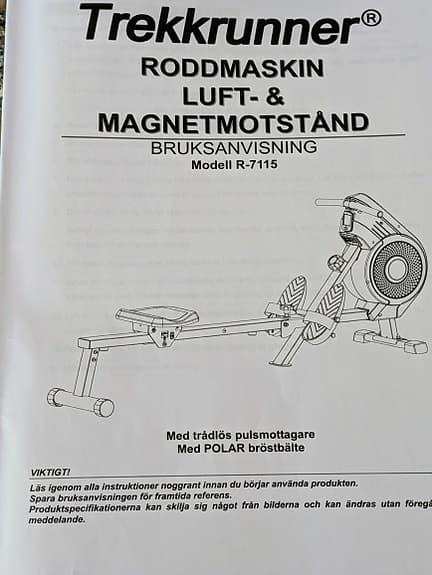 Trekkrunner R-7115 roddmaskin med luft- och magnetmotstånd