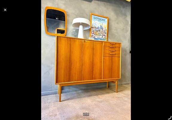 TEAK SIDEBORD/ SKÄNK BERTIL FRIDHAGEN, RETRO VINTAGE FUNKIS. HEMLEVERANS