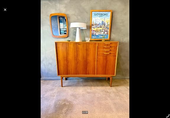 TEAK SIDEBORD/ SKÄNK BERTIL FRIDHAGEN, RETRO VINTAGE FUNKIS. HEMLEVERANS