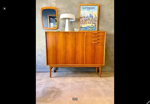 TEAK SIDEBORD/ SKÄNK BERTIL FRIDHAGEN, RETRO VINTAGE FUNKIS. HEMLEVERANS