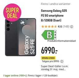 Samsung S25 FE NY obruten förpackning