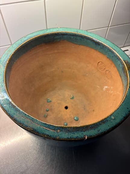 Stor turkos kruka i keramik