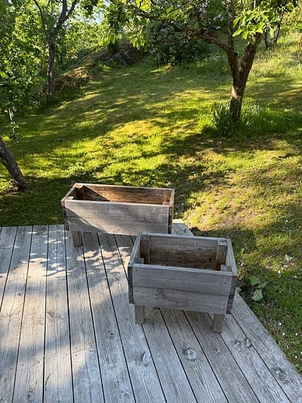 Odlingslådor trä med patina
