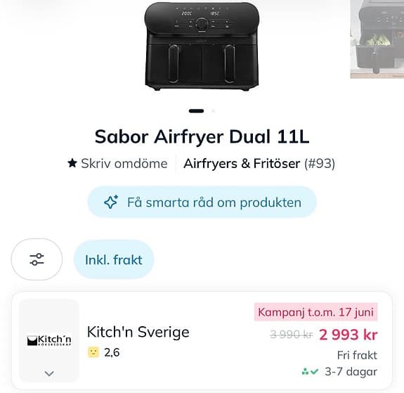 Sabor Airfryer Dual 11 L