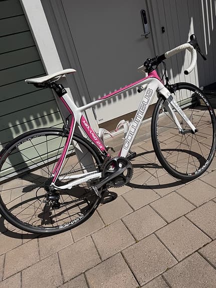 Columbus ram - Landsvägscykel 50 cm 28" vit/rosa för kvinna