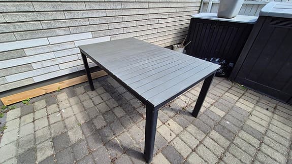 IKEA Själland grå utestolar med 155 cm bord underhållsfritt