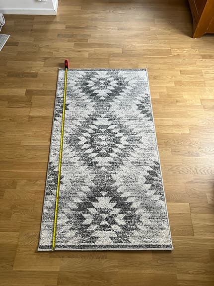 Rusta matta gångmatta ca 80x148cm grå/vit mönstrad