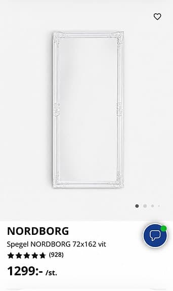 Vit spegel i nyskick