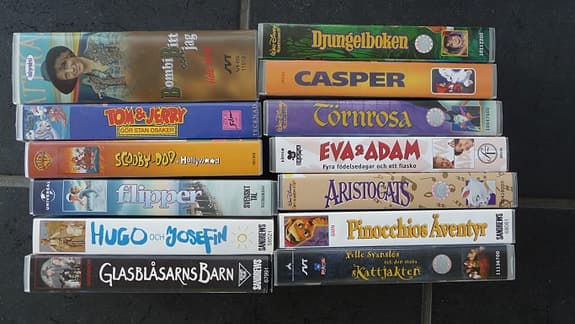 Samling barnfilmer VHS blandade titlar