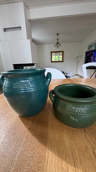Höganäs krukor 2 st, 1 lit + 0,5 lit