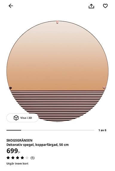 Oanvända helt nytt IKEA SKOGSGRÄNSEN rund väggspegel
