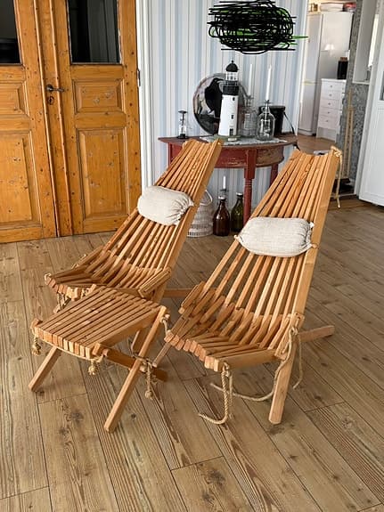 EcoChair Vilstol Lärk Natur med backkudde och fotpall