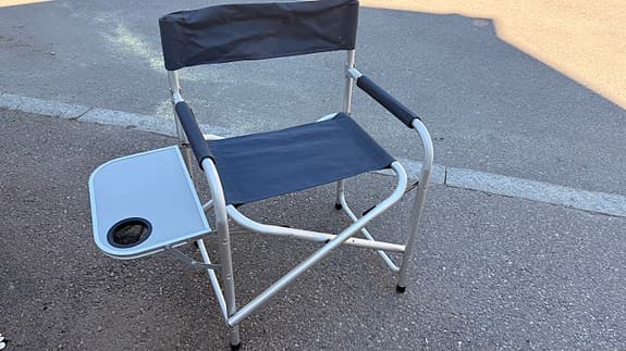 2st Hopfällbar campingstol med sidobord svart - regissörstol