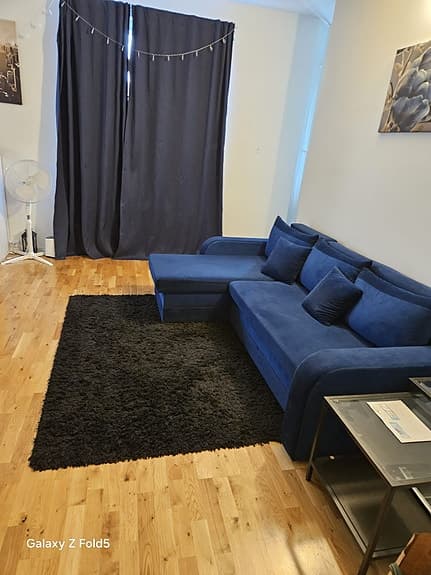 Bäddsoffa 3-sits med förvaring – Blå sammet